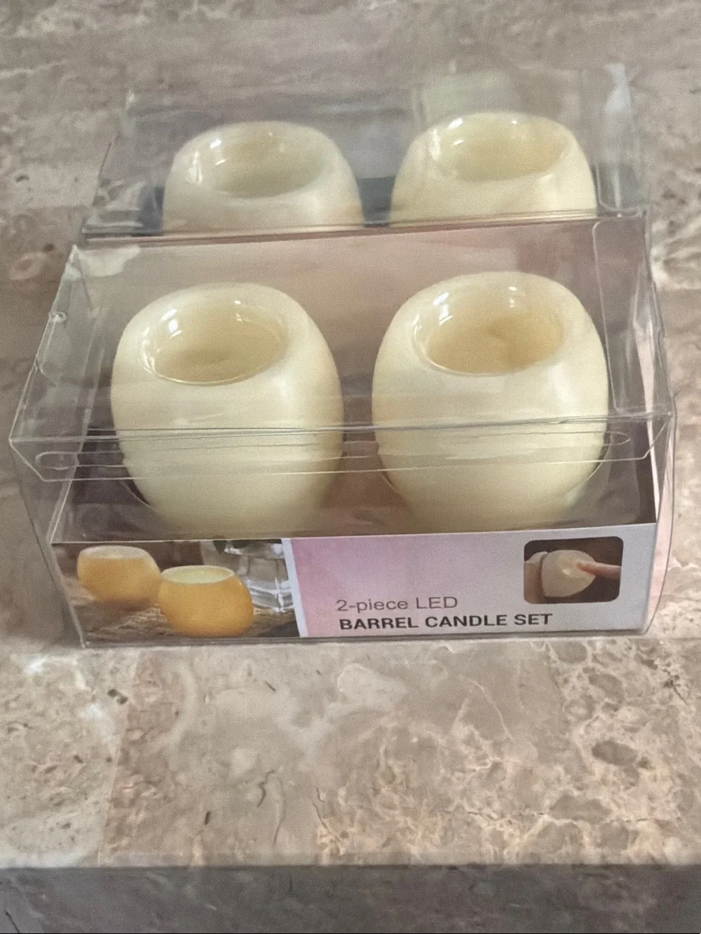 LED Barrel Candle Set - Cream 2-Piece